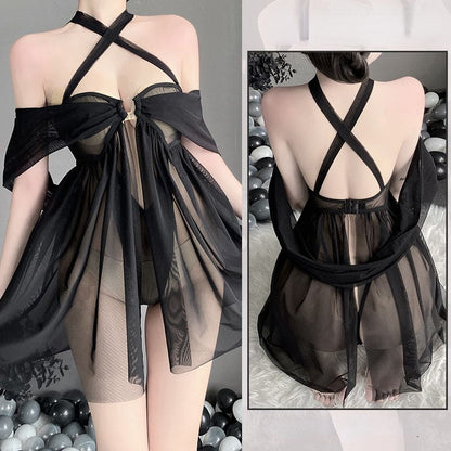 Black White Sheer Cute Lingerie Dress ON178 - Egirldoll