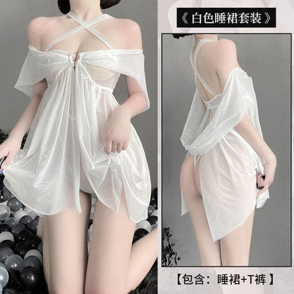 Black White Sheer Cute Lingerie Dress ON178 - Egirldoll