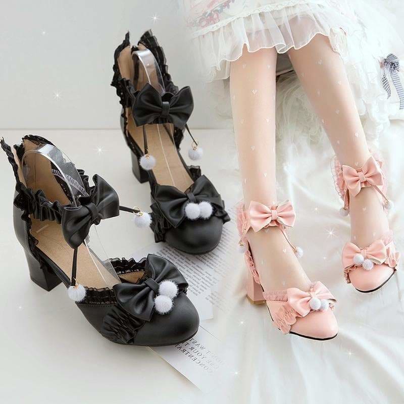 Black/Pink/White Fashion Kawaii Lolita High Heeled Cute Shoes SS1861 - Egirldoll