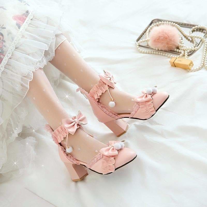 Black/Pink/White Fashion Kawaii Lolita High Heeled Cute Shoes SS1861 - Egirldoll