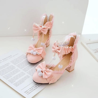 Black/Pink/White Fashion Kawaii Lolita High Heeled Cute Shoes SS1861 - Egirldoll