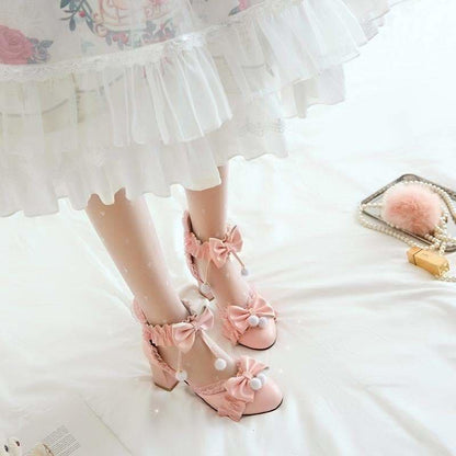 Black/Pink/White Fashion Kawaii Lolita High Heeled Cute Shoes SS1861 - Egirldoll