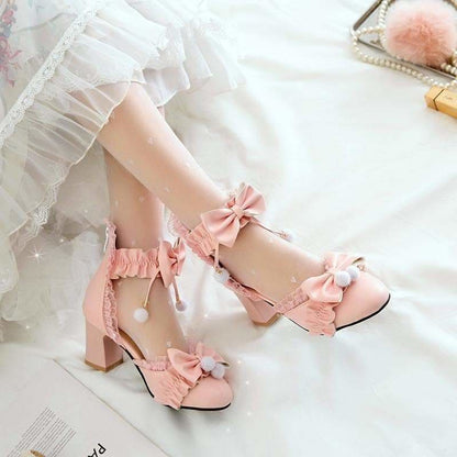 Black/Pink/White Fashion Kawaii Lolita High Heeled Cute Shoes SS1861 - Egirldoll