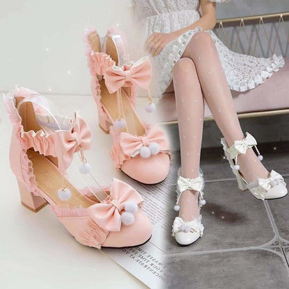 Black/Pink/White Fashion Kawaii Lolita High Heeled Cute Shoes SS1861 - Egirldoll