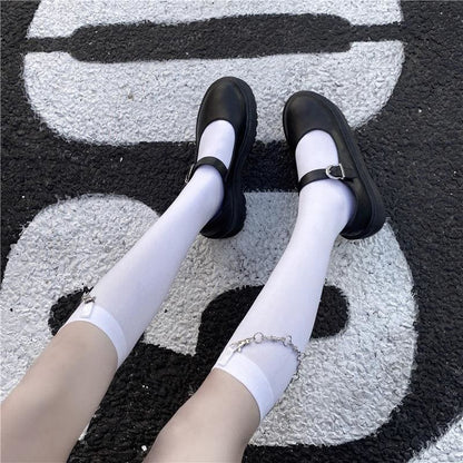 Black/White Chain High Knee Socks EE0898 - Egirldoll