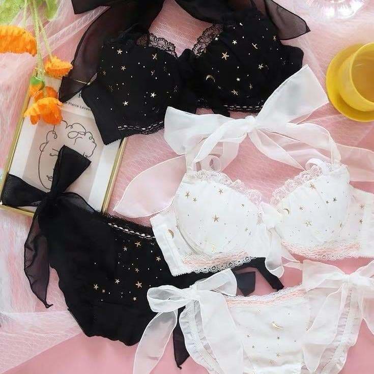 Black/White Moon Stars Underwear Set EG16058 - Egirldoll