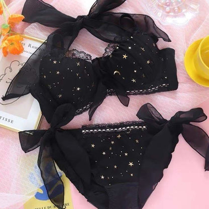 Black/White Moon Stars Underwear Set EG16058 - Egirldoll