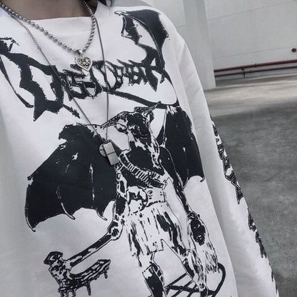 Black/White Punk Metal Harajuku Demon Pullover EE0978 - Egirldoll