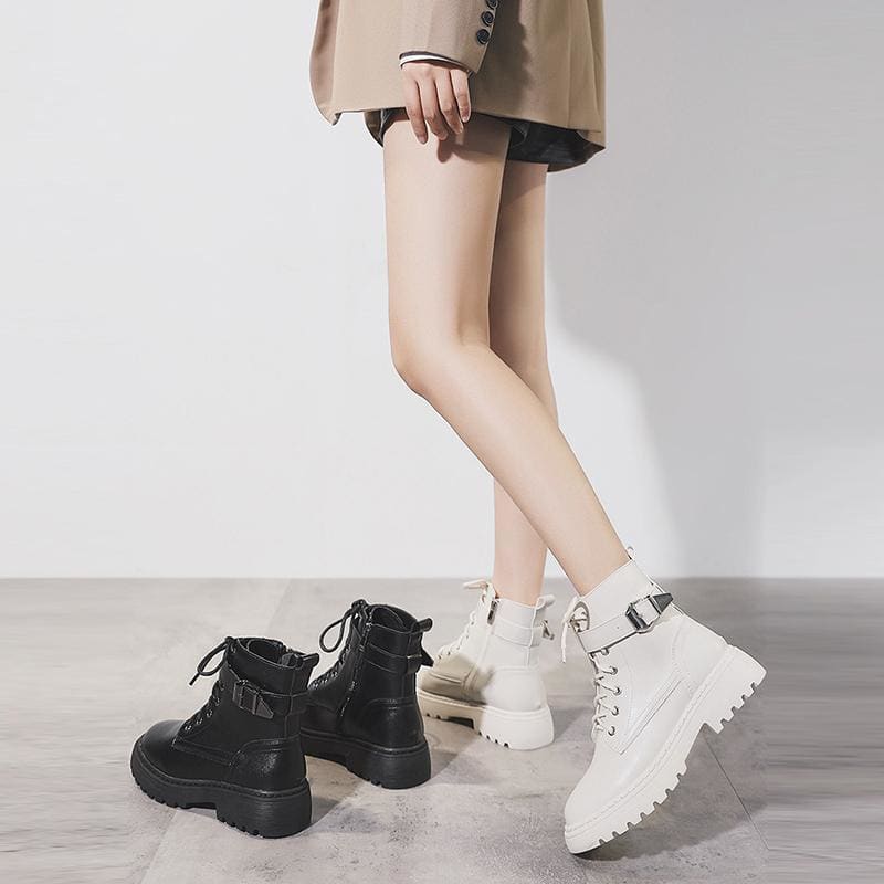 Black/White Size 35-43 Cool Punk Thick Sole Boots EE0872 - Egirldoll