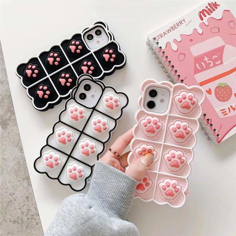 Black/White/Pink Soft Squishy Cat Paws Cute Phone Case SP16495 - Egirldoll