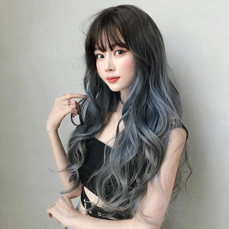 Blue Gray Long Curly Wig EG396 - Egirldoll
