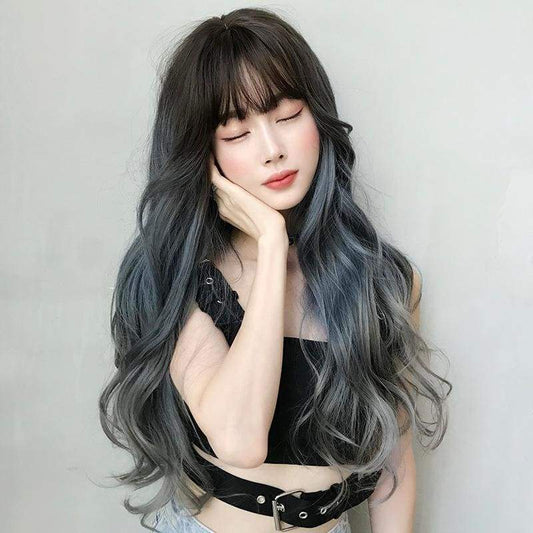 Blue Gray Long Curly Wig EG396 - Egirldoll