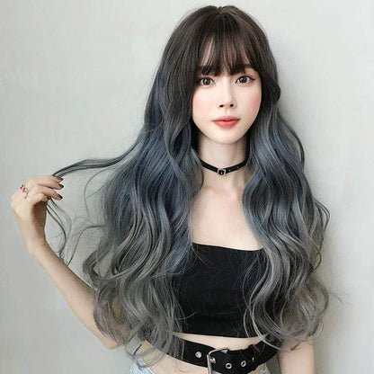 Blue Gray Long Curly Wig EG396 - Egirldoll