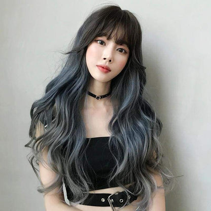 Blue Gray Long Curly Wig EG396 - Egirldoll