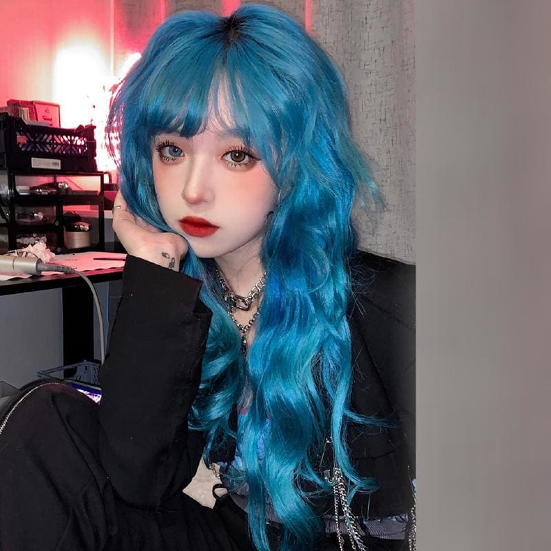 Blue Lolita Long Curly Hair Wig EE0834 - Egirldoll