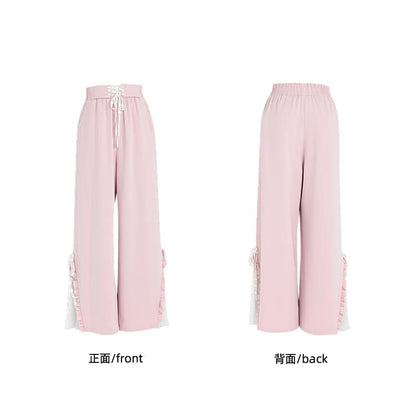 Blue Pink Cute Pastel Spring Lace Pants ON632 - pants