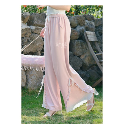 Blue Pink Cute Pastel Spring Lace Pants ON632 - pants