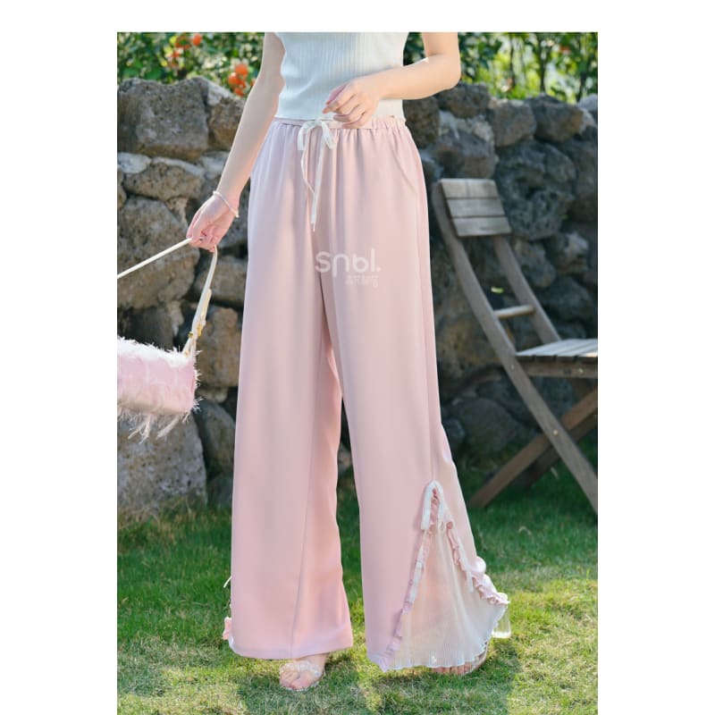 Blue Pink Cute Pastel Spring Lace Pants ON632 - pants