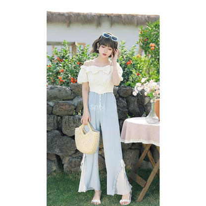 Blue Pink Cute Pastel Spring Lace Pants ON632 - pants