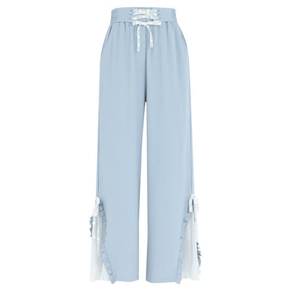 Blue Pink Cute Pastel Spring Lace Pants ON632 - pants