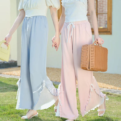 Blue Pink Cute Pastel Spring Lace Pants ON632 - pants