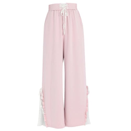 Blue Pink Cute Pastel Spring Lace Pants ON632 - S / Pink