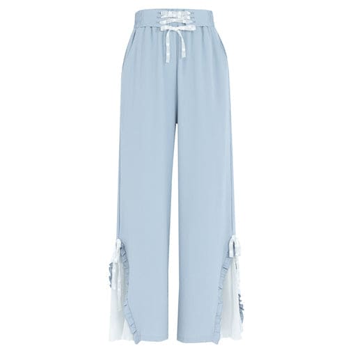 Blue Pink Cute Pastel Spring Lace Pants ON632 - S / Blue