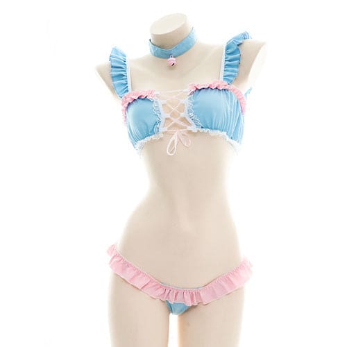 Blue Pink Dark Magician Girl Inspired Lingerie Set ON483 -