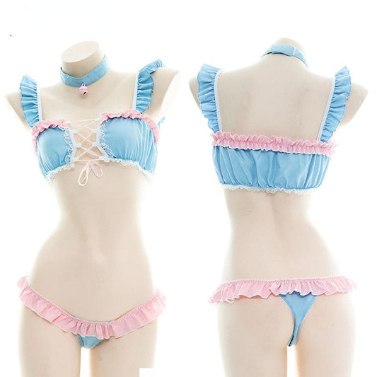 Blue Pink Dark Magician Girl Inspired Lingerie Set ON483 -