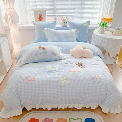 Blue Pink Soft Cloud Bedding Set ON151 - Egirldoll