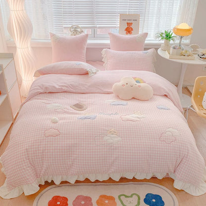 Blue Pink Soft Cloud Bedding Set ON151 - Egirldoll