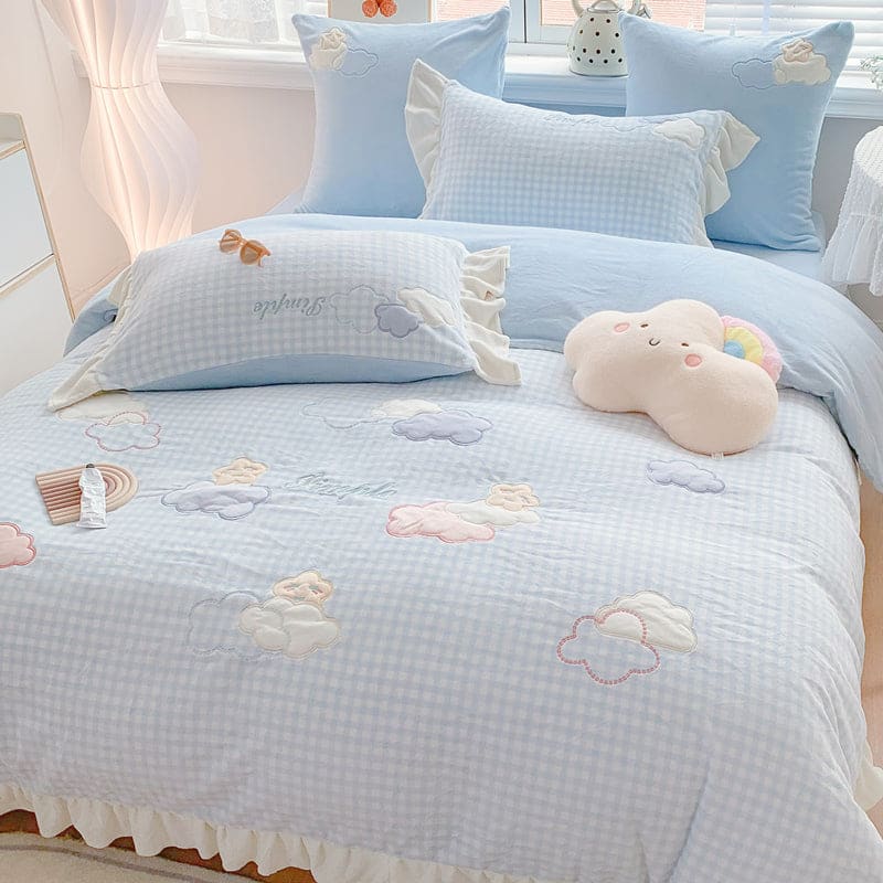 Blue Pink Soft Cloud Bedding Set ON151 - Egirldoll