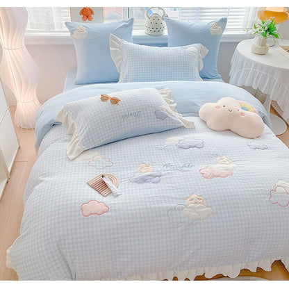 Blue Pink Soft Cloud Bedding Set ON151 - Egirldoll