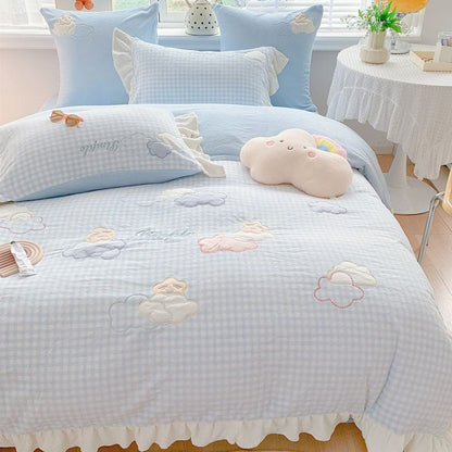 Blue Pink Soft Cloud Bedding Set ON151 - Egirldoll