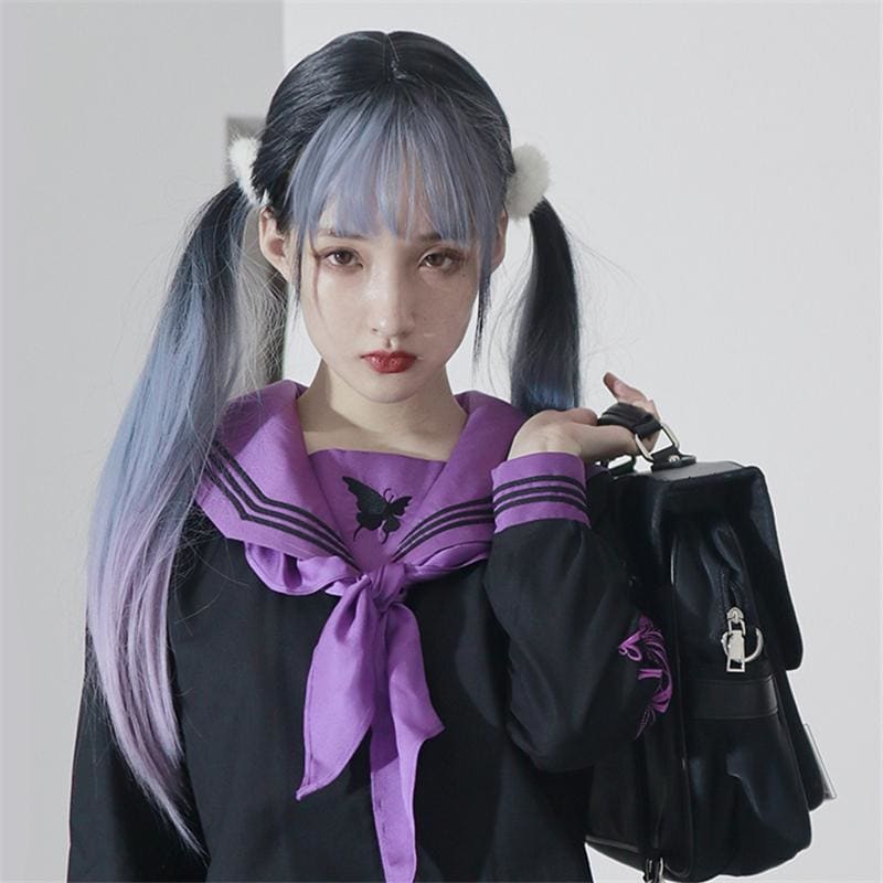 Blue Purple Gradient Long Straight Wig EE0757 - Egirldoll