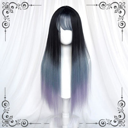 Blue Purple Gradient Long Straight Wig EE0757 - Egirldoll