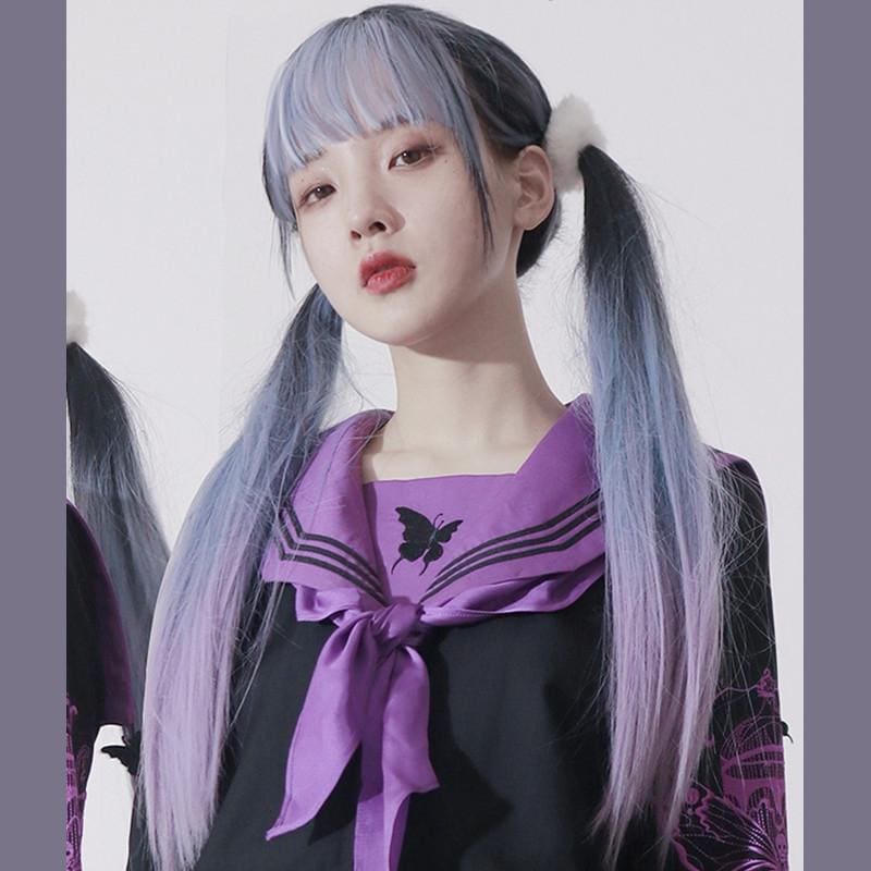 Blue Purple Gradient Long Straight Wig EE0757 - Egirldoll