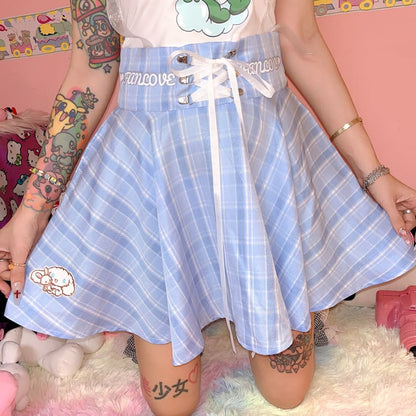 Blue/Pink Cinamoroll Melody Plaid Skirts EG561 - Egirldoll