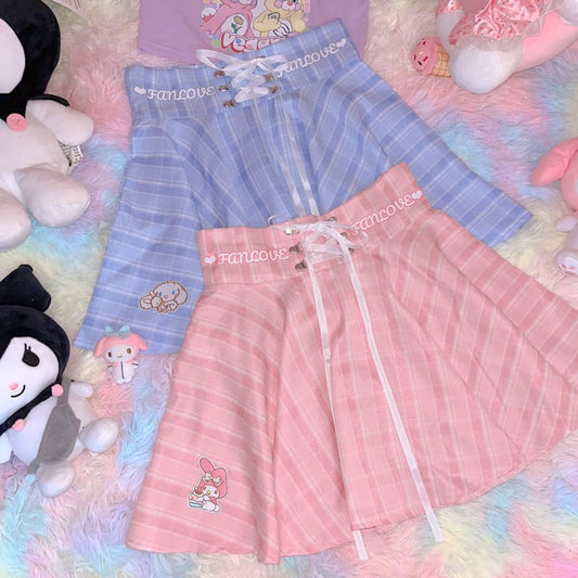 Blue/Pink Cinamoroll Melody Plaid Skirts EG561 - Egirldoll