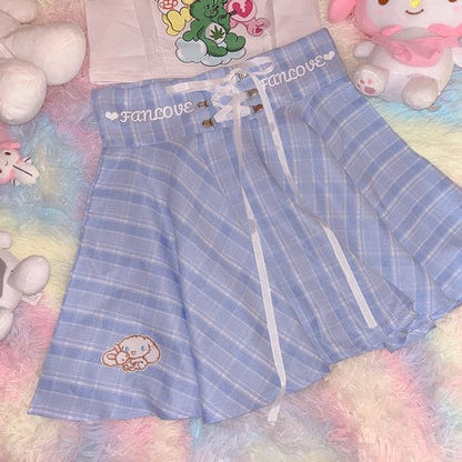 Blue/Pink Cinamoroll Melody Plaid Skirts EG561 - Egirldoll