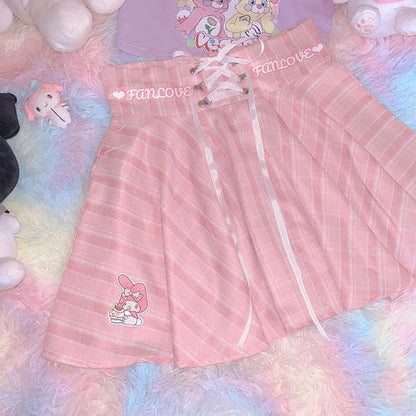 Blue/Pink Cinamoroll Melody Plaid Skirts EG561 - Egirldoll