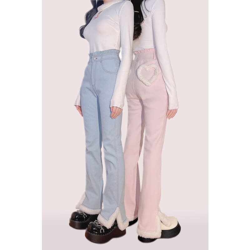 Blue/Pink Kawaii Style Soft Girl Denim Pants ON106 - Egirldoll