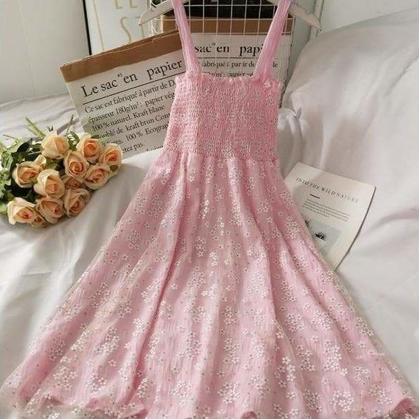 Blue/Pink/White Summer Floral Mesh Dress SS1804 - Egirldoll