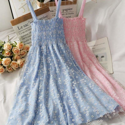 Blue/Pink/White Summer Floral Mesh Dress SS1804 - Egirldoll