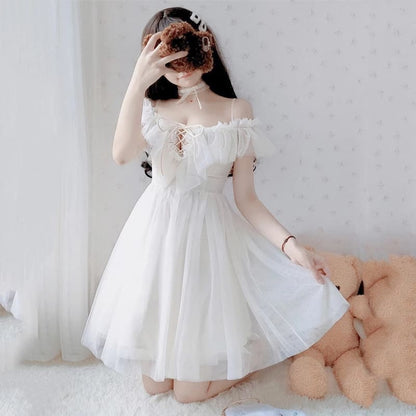 Blue/White Fairy Soft Princess Off Shoulder Dress ON103 - Egirldoll