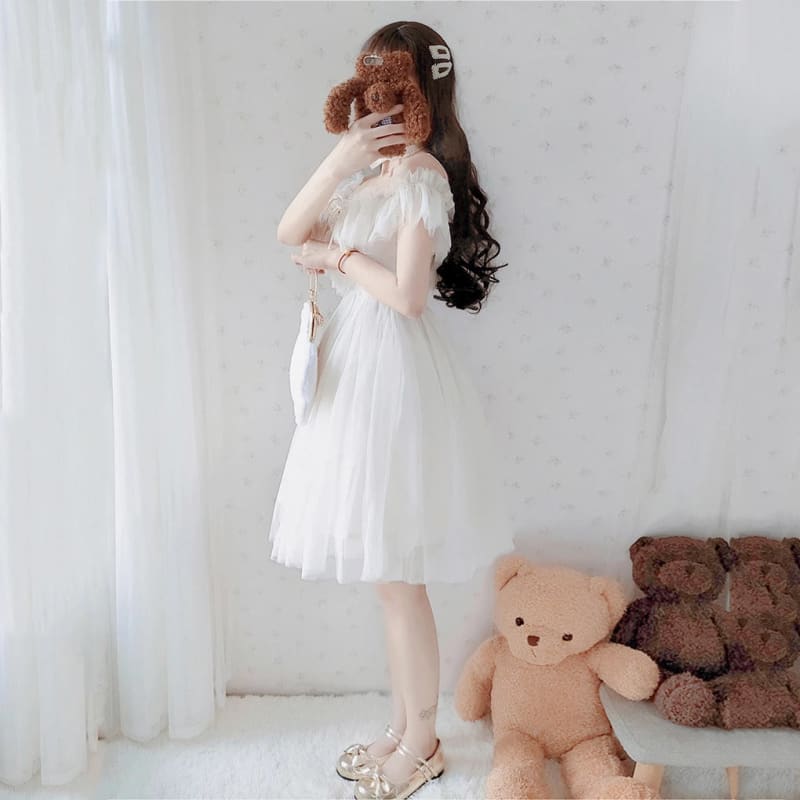 Blue/White Fairy Soft Princess Off Shoulder Dress ON103 - Egirldoll