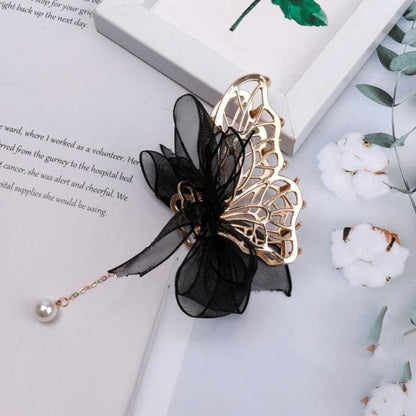 Bow Ribbon Pearl Pendant Tassel Metal Shark Clip BE266 - Egirldoll