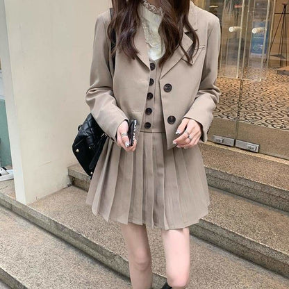 British Style Suit Coat+Shirt +Pleated Skirt EG17042 - Egirldoll