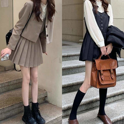 British Style Suit Coat+Shirt +Pleated Skirt EG17042 - Egirldoll