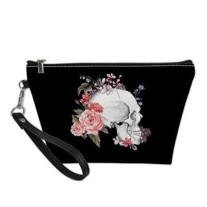 Cartoon Gothic Skull Travel PU Leather Egirl Makeup Bag BE450 - Egirldoll